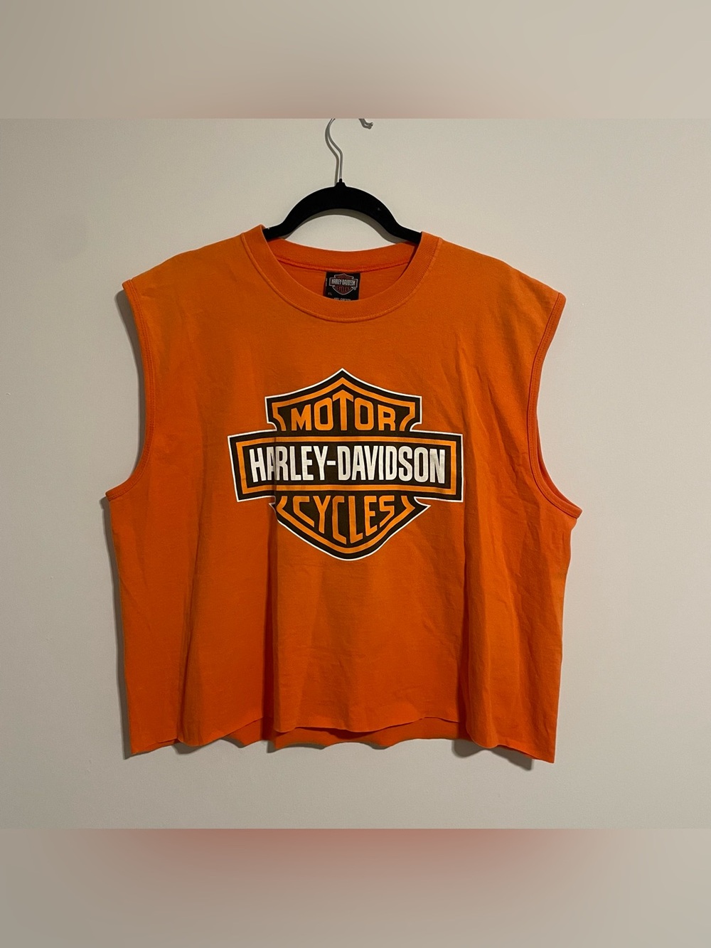 Vintage 1998 Harley Davidson Biker Graphic Sleeveless Cropped T Shirt Sz Large
